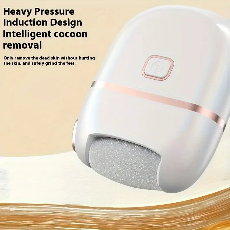 Smooth and Polish Your Feet with USB Rechargeable Electric Foot File - Portable & Easy-to-Use with 3 Interchangeable Heads for Smooth Feet, Thick Faux Leather Polishing, and Cracked Skin Care, Grinder, Grinding Heads