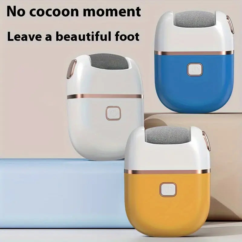 Smooth and Polish Your Feet with USB Rechargeable Electric Foot File - Portable & Easy-to-Use with 3 Interchangeable Heads for Smooth Feet, Thick Faux Leather Polishing, and Cracked Skin Care, Grinder, Grinding Heads