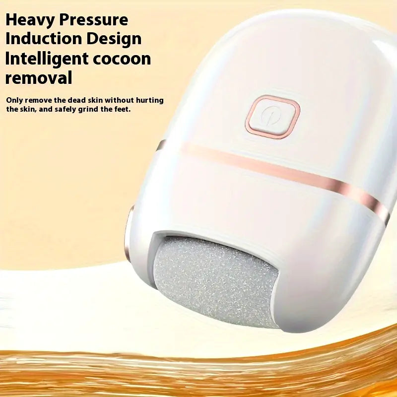 Smooth and Polish Your Feet with USB Rechargeable Electric Foot File - Portable & Easy-to-Use with 3 Interchangeable Heads for Smooth Feet, Thick Faux Leather Polishing, and Cracked Skin Care, Grinder, Grinding Heads