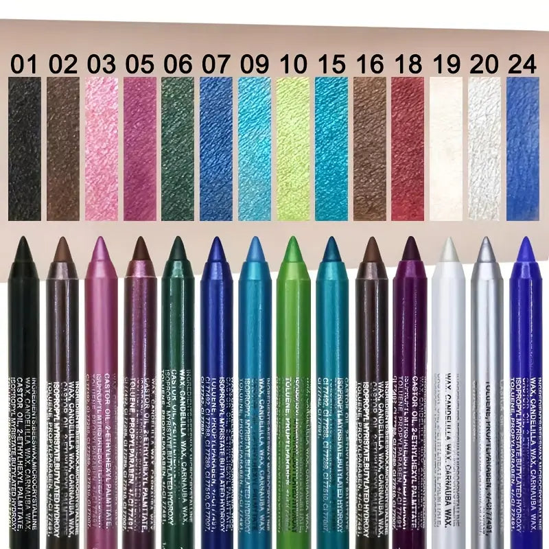 Eyeliner Set with Shimmering Colors 12-Piece Set of Waterproof Eyeliner Pens Includes Eyeshadow, Eyeliner, and Highlighter in a Mix of Colors