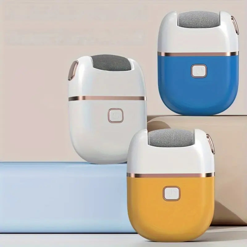 Smooth and Polish Your Feet with USB Rechargeable Electric Foot File - Portable & Easy-to-Use with 3 Interchangeable Heads for Smooth Feet, Thick Faux Leather Polishing, and Cracked Skin Care, Grinder, Grinding Heads