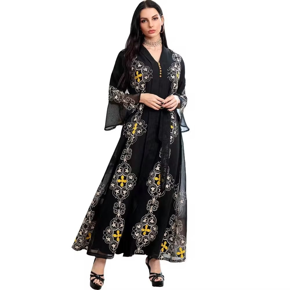 Elegant Embroidered Long Arabic Dress Women Jalabiya Dubai Saudi Arab Party Evening Robe Muslim Ramadan Eid Abaya Party Kaftan