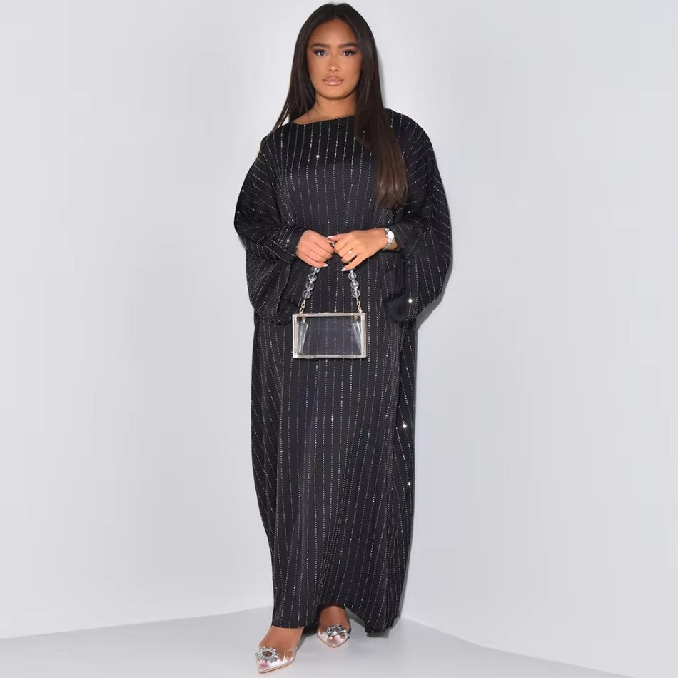 Satin Batwing Abaya Dubai Luxury Elegant Muslim Kaftan Dress Abayas For Women Kebaya Robe Femme Modest Abaya Dress