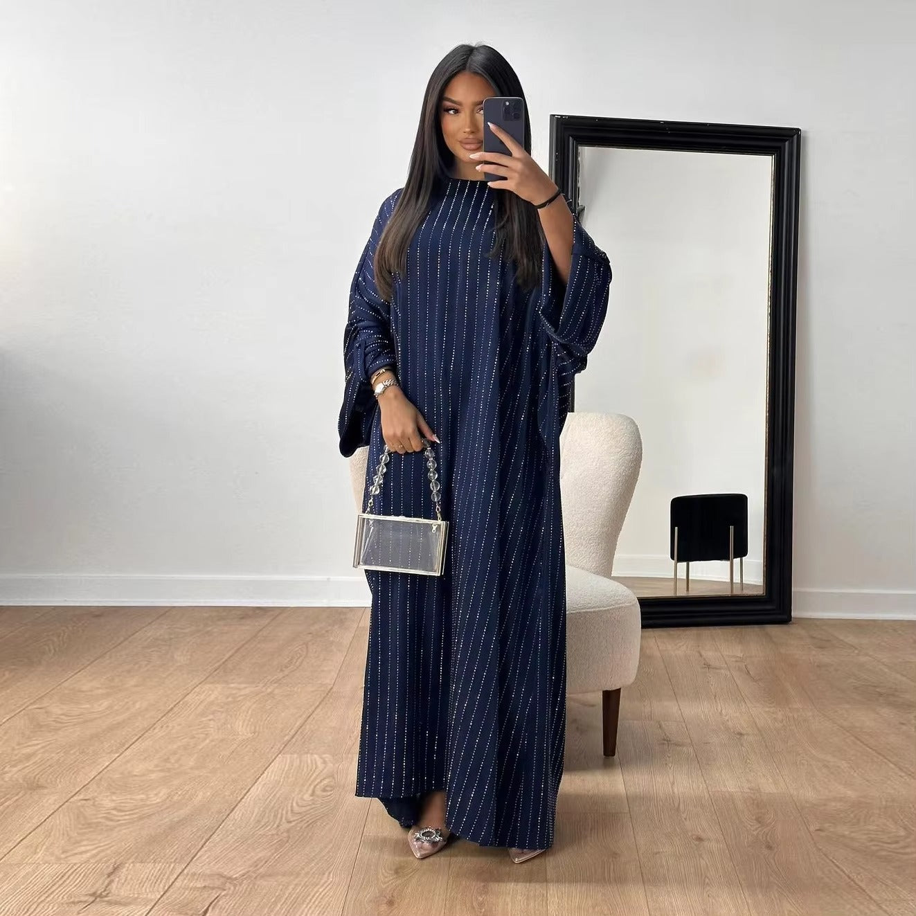 Satin Batwing Abaya Dubai Luxury Elegant Muslim Kaftan Dress Abayas For Women Kebaya Robe Femme Modest Abaya Dress