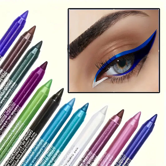 Eyeliner Set with Shimmering Colors 12-Piece Set of Waterproof Eyeliner Pens Includes Eyeshadow, Eyeliner, and Highlighter in a Mix of Colors
