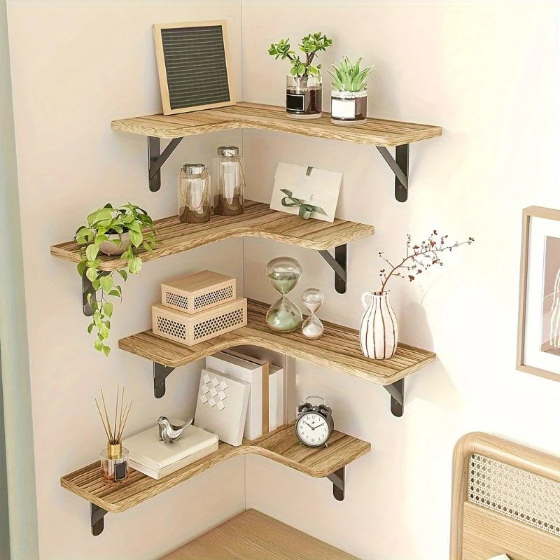 Charming Wooden Corner Floating Frame for Home and Kitchen Decor Wooden Corner Floating Frame - Utility Shelves for Home, Kitchen, Bathroom, Bedroom Wall Decoration