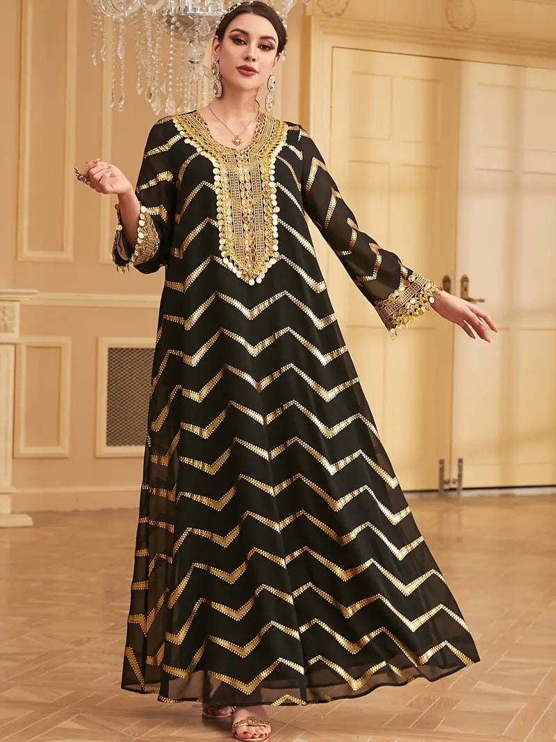 Comfortable Non-Stretch Fabric Dress with Long Sleeves and Tassels