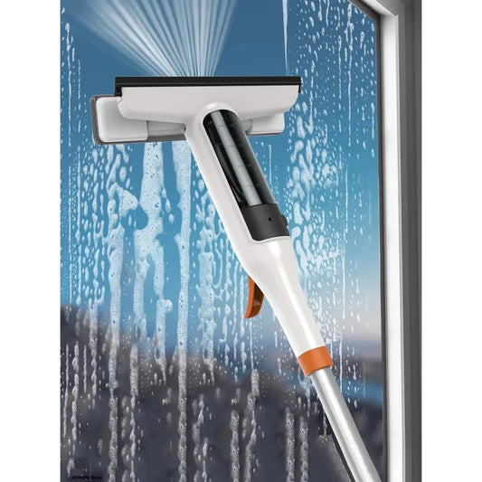 Comprehensive 3-in-1 Glass Cleaning Kit for All Your Needs Durable Metal Pole, Silicone Scraper, High-Pressure Spray Wand, Easy Grip Handle | Essential Home Cleaning Tool for High Windows, Shower Doors & Car Windshields