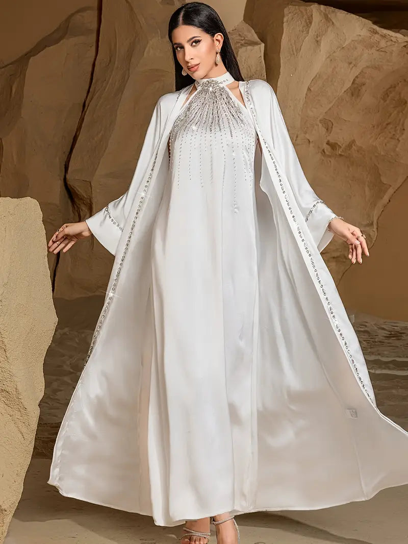 Women's Fashion: Pure White Two-Piece Dress Set 5112 Pure White High-end Fabric Women'S Dress Set Two Pieces