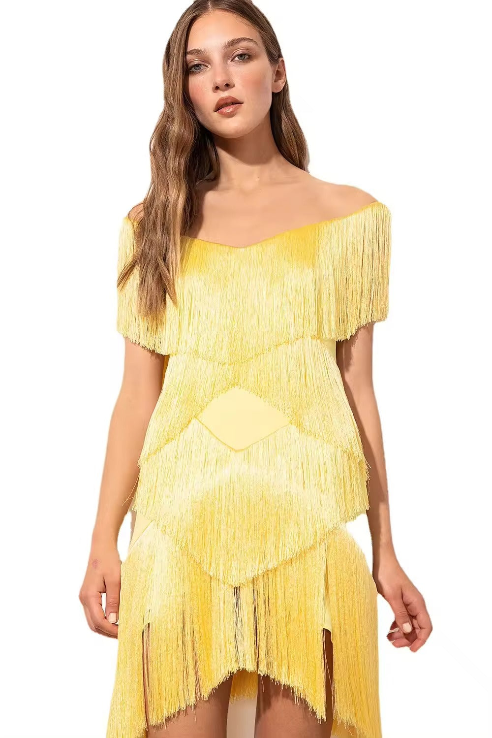 Women's clothing ladies tassel textured night club dresses sexy fringed short skirt party casual dress