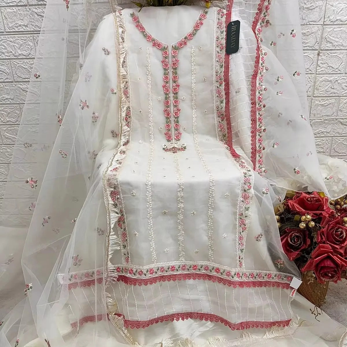 New Designer Traditional Cotton Embroidery Work Dress Indian Pakistani Salwar Kameez Suit Straight Cut Dress Style Lehenga Gown
