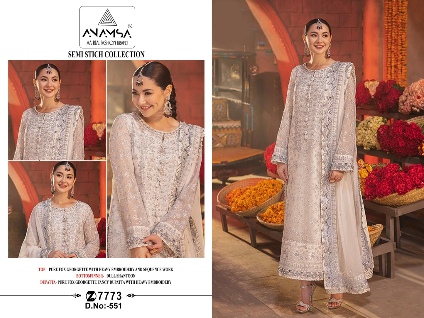 Heavy Pure Fox Georgette With Heavy Embroidered With Sequence Work