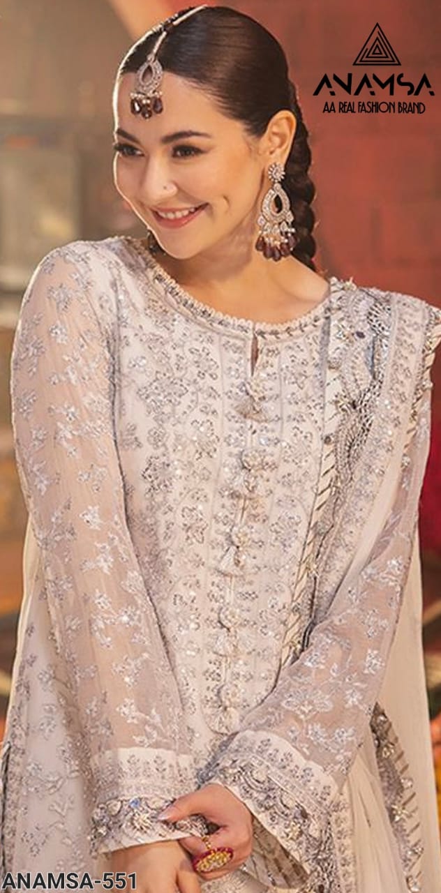 Heavy Pure Fox Georgette With Heavy Embroidered With Sequence Work