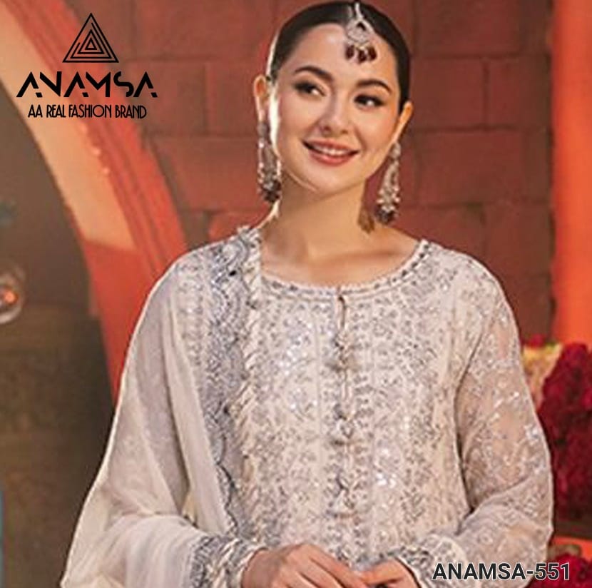Heavy Pure Fox Georgette With Heavy Embroidered With Sequence Work