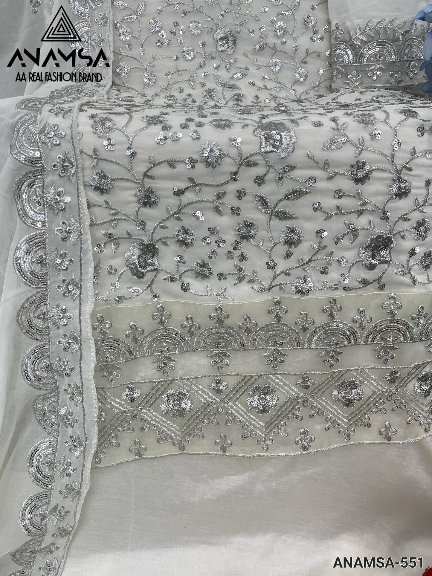 Heavy Pure Fox Georgette With Heavy Embroidered With Sequence Work