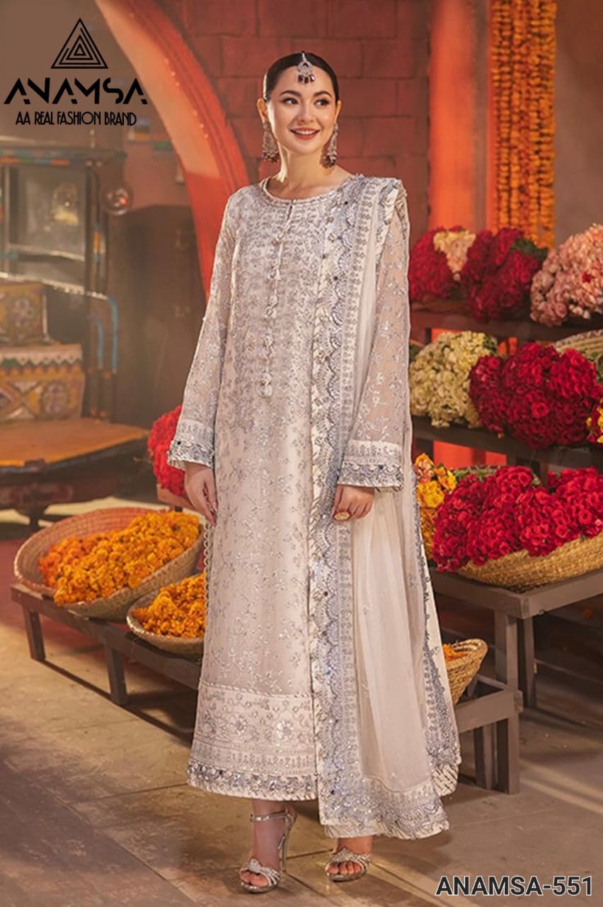 Heavy Pure Fox Georgette With Heavy Embroidered With Sequence Work