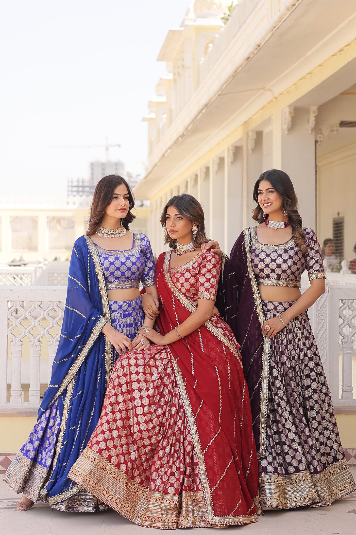 Designer Dyeable Pure Viscose Jacquard fabric Lehenga Choli & Dupatta Set With Sequins Embroidered Work. This Attractive Party Wear Silk Lehenga choli has a Regular-fit and is Made From High-Grade Fabrics And Yarn