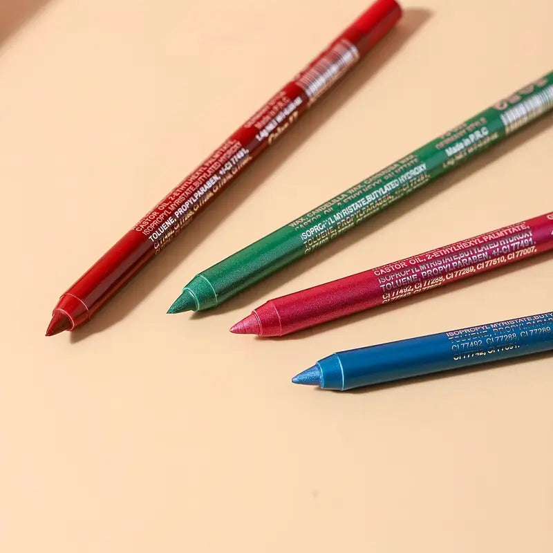 Eyeliner Set with Shimmering Colors 12-Piece Set of Waterproof Eyeliner Pens Includes Eyeshadow, Eyeliner, and Highlighter in a Mix of Colors