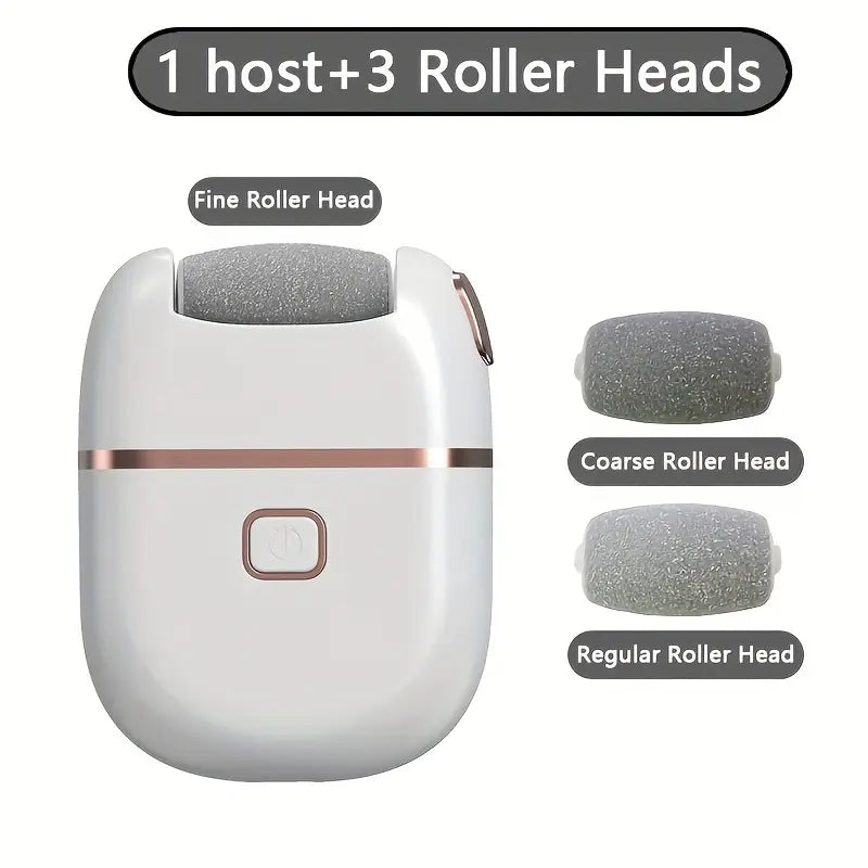 Smooth and Polish Your Feet with USB Rechargeable Electric Foot File - Portable & Easy-to-Use with 3 Interchangeable Heads for Smooth Feet, Thick Faux Leather Polishing, and Cracked Skin Care, Grinder, Grinding Heads