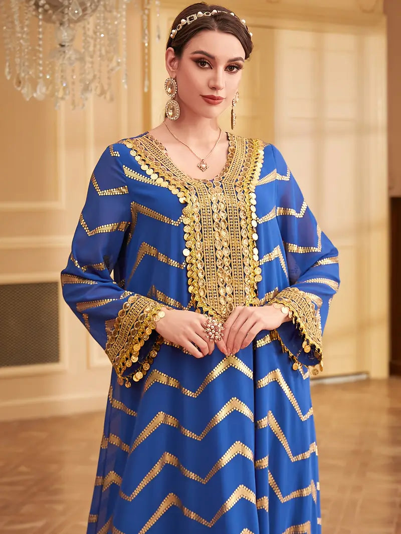 Comfortable Non-Stretch Fabric Dress with Long Sleeves and Tassels
