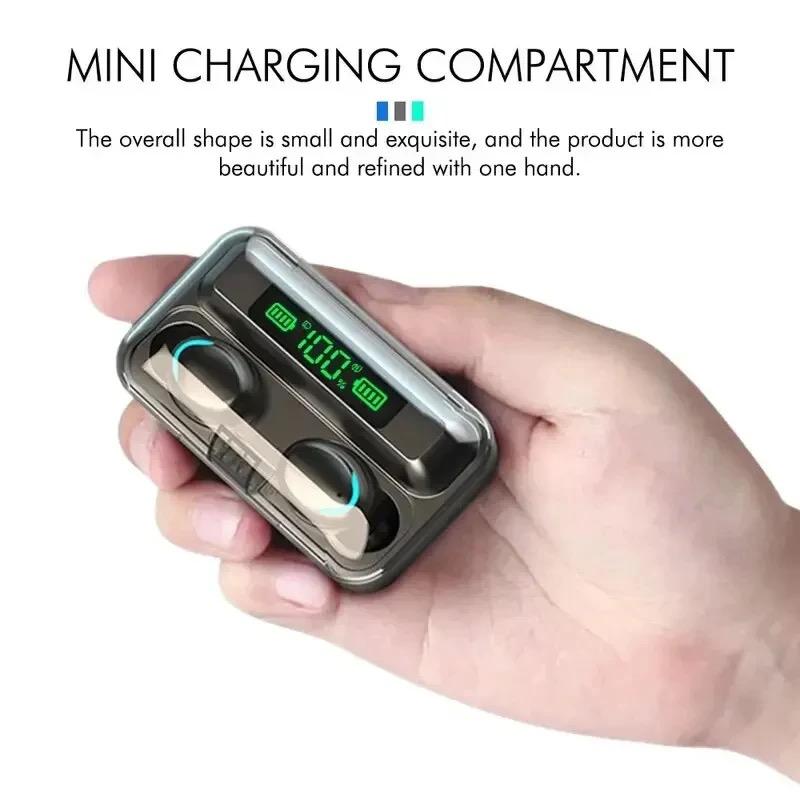 F9 wireless Bluetooth headphones Tws waterproof earbuds digital display headset large capacity charging case