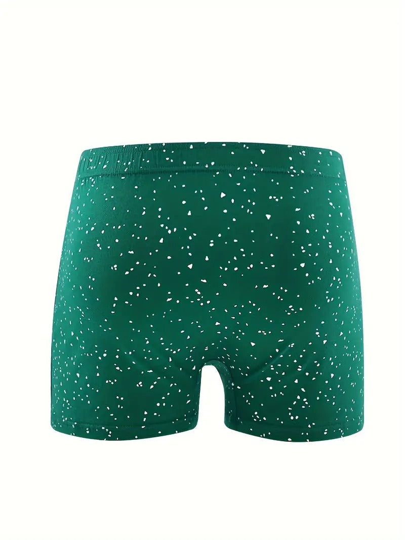 Stylish Multi-color Series - 4 Pcs Men's Irregular Dots Print Stretchy Boxer Shorts - Comfy & Antibacterial Cotton Underwear Set