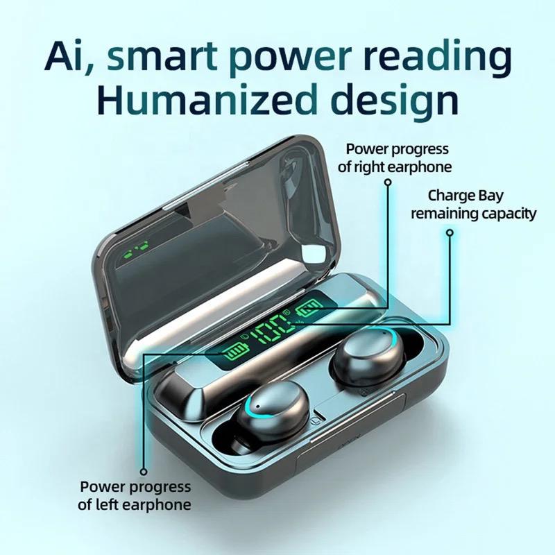 F9 wireless Bluetooth headphones Tws waterproof earbuds digital display headset large capacity charging case