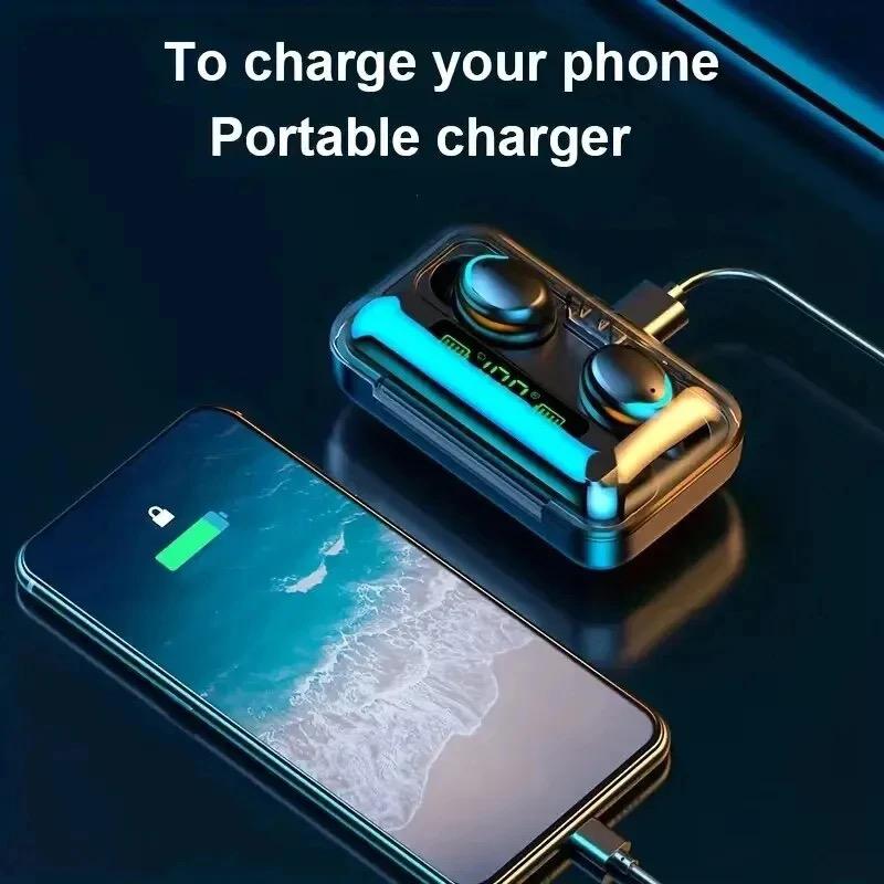 F9 wireless Bluetooth headphones Tws waterproof earbuds digital display headset large capacity charging case
