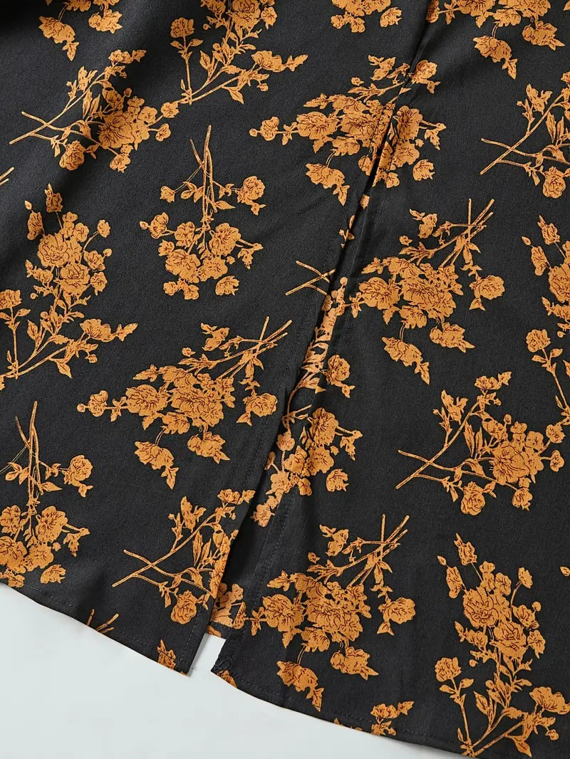 Floral Print Tie Shoulder Cami Dress, Elegant Sweetheart Neck Sleeveless Dress, Women's Clothing